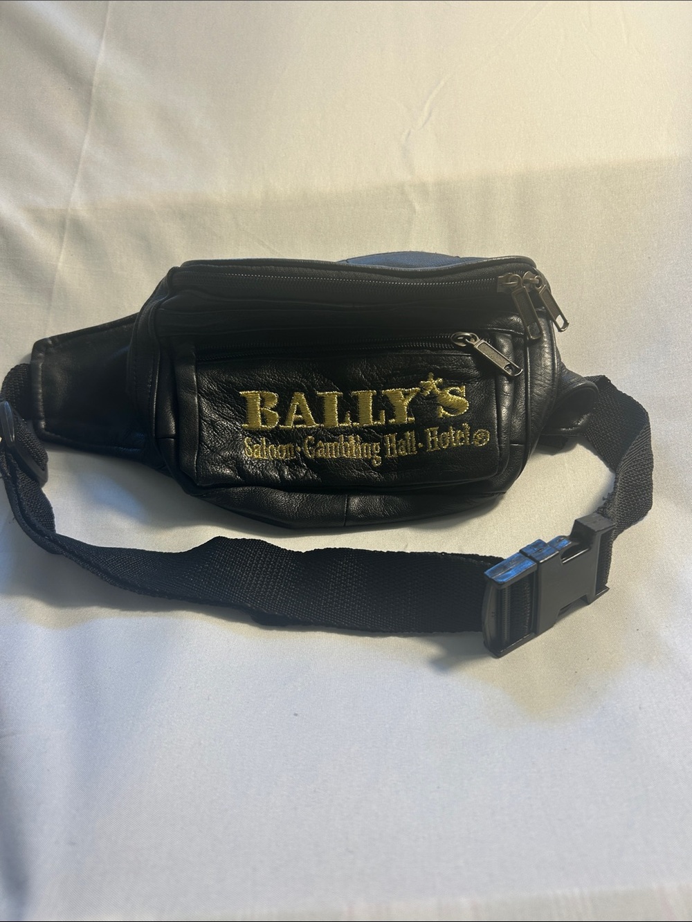Bally’s Saloon and Casino Black Belt Bag, Golden Embroidered Logo